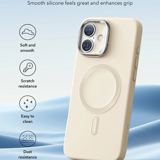 Capa MagSafe para Apple iPhone 16 Plus, ESR, Cloud Soft Kickstand, Creme