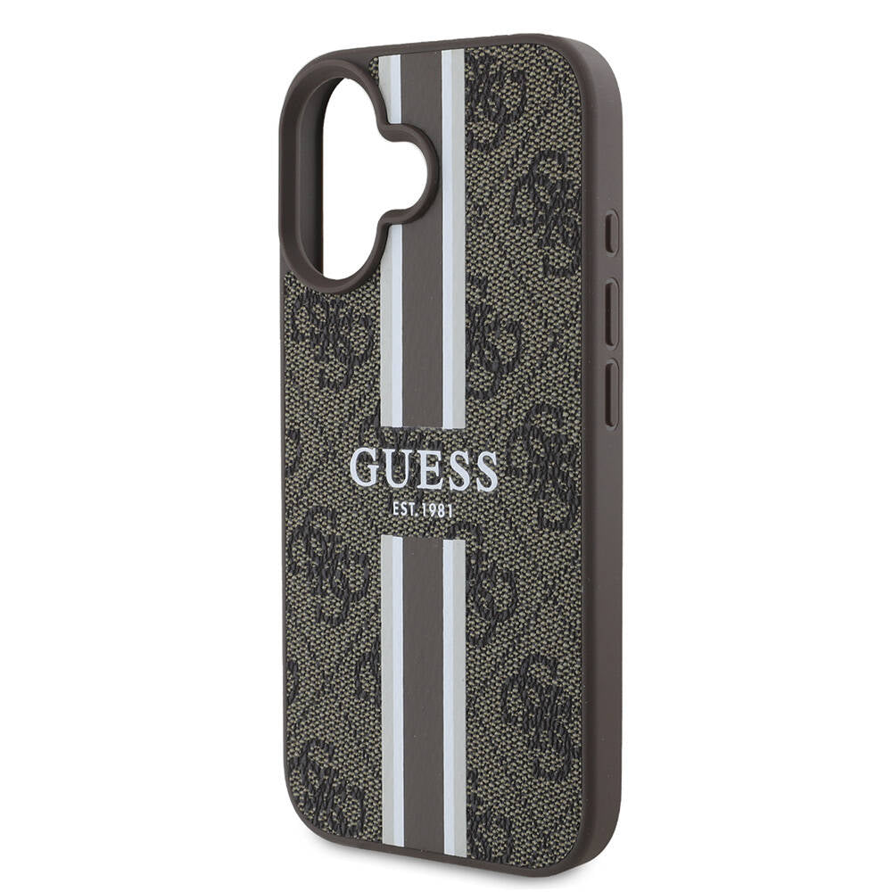 Capa MagSafe para Apple iPhone 16 Plus, Guess, 4G Printed Stripes, Marrom