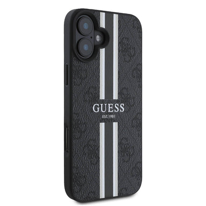 MagSafe Case for Apple iPhone 16 Plus, Guess, 4G Printed Stripes, Black