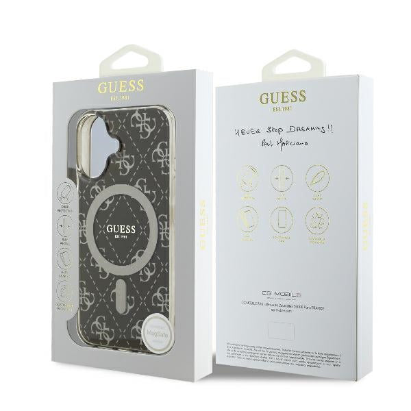 Capa MagSafe para Apple iPhone 16 Plus, Guess, IML 4G Background, Marrom