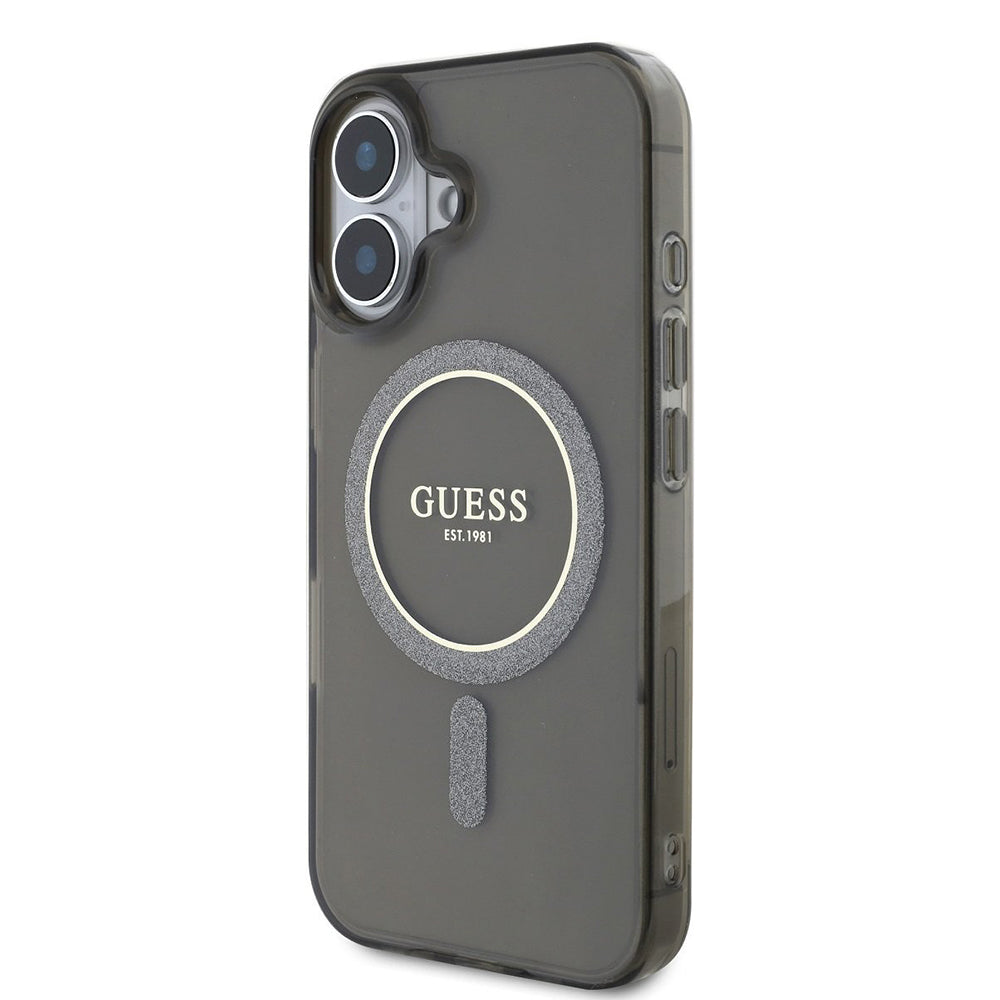 Capa MagSafe para Apple iPhone 16 Plus, Guess, IML Glitter Circle, Preta