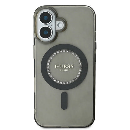 Capa MagSafe para Apple iPhone 16 Plus, Guess, IML Rhinestone, Preta