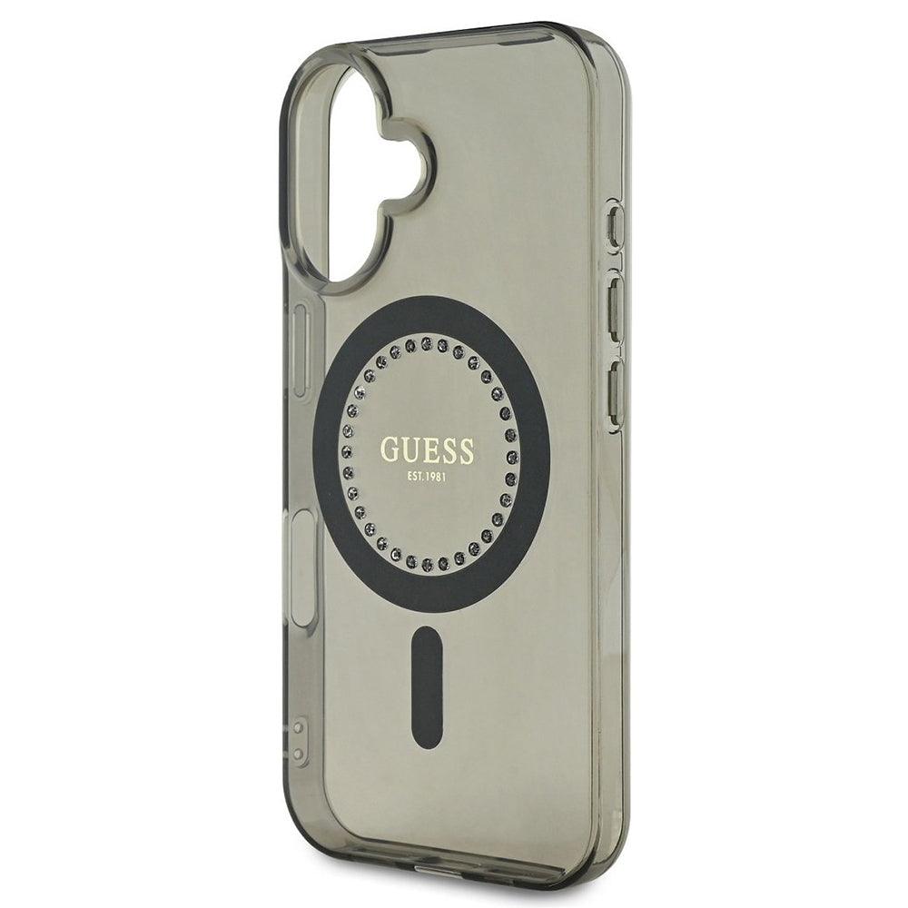 Capa MagSafe para Apple iPhone 16 Plus, Guess, IML Rhinestone, Preta