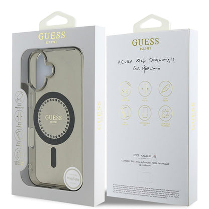 Capa MagSafe para Apple iPhone 16 Plus, Guess, IML Rhinestone, Preta