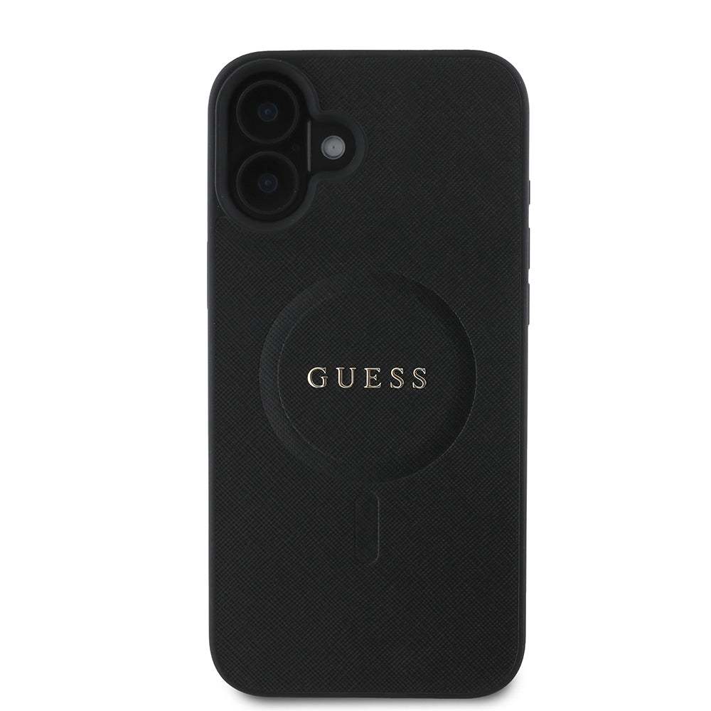 Capa MagSafe para Apple iPhone 16 Plus, Guess, Saffiano Classic Logo, Preta
