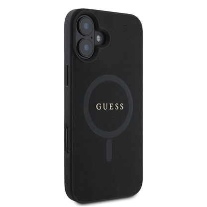Capa MagSafe para Apple iPhone 16 Plus, Guess, Saffiano Classic Logo, Preta