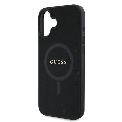 Capa MagSafe para Apple iPhone 16 Plus, Guess, Saffiano Classic Logo, Preta
