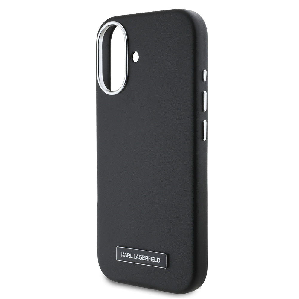 Capa MagSafe para Apple iPhone 16 Plus, Karl Lagerfeld, FW Metal Plate, Preta