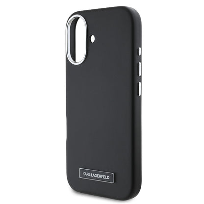 Capa MagSafe para Apple iPhone 16 Plus, Karl Lagerfeld, FW Metal Plate, Preta