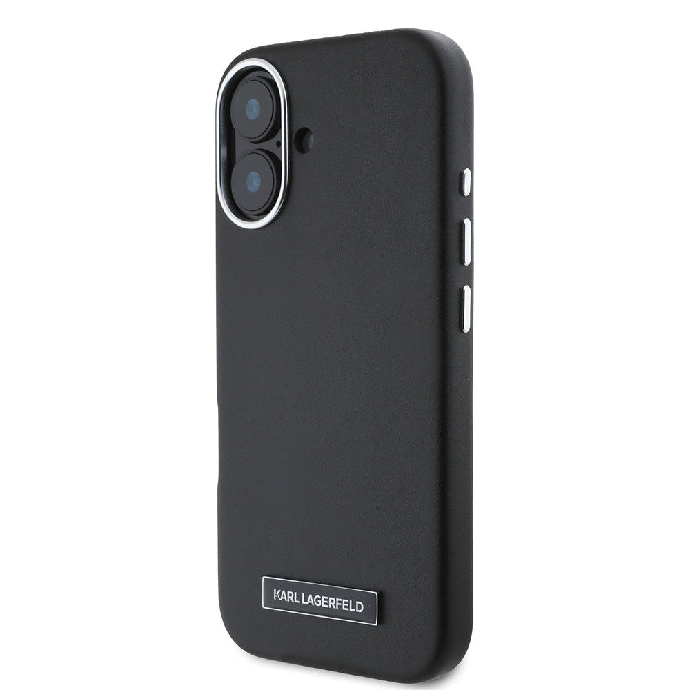 Capa MagSafe para Apple iPhone 16 Plus, Karl Lagerfeld, FW Metal Plate, Preta