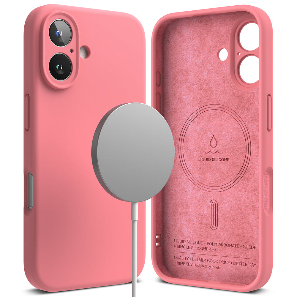 Capa MagSafe para Apple iPhone 16 Plus, Ringke, Silicone, Rosa