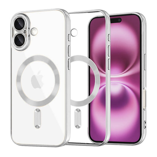 Capa MagSafe para Apple iPhone 16 Plus, Techsuit, Luxury Crystal, Prateada