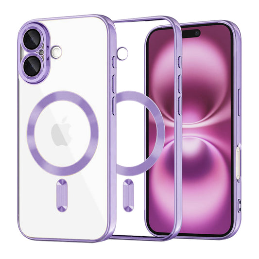Capa MagSafe para Apple iPhone 16 Plus, Techsuit, Luxury Crystal, Roxo Claro