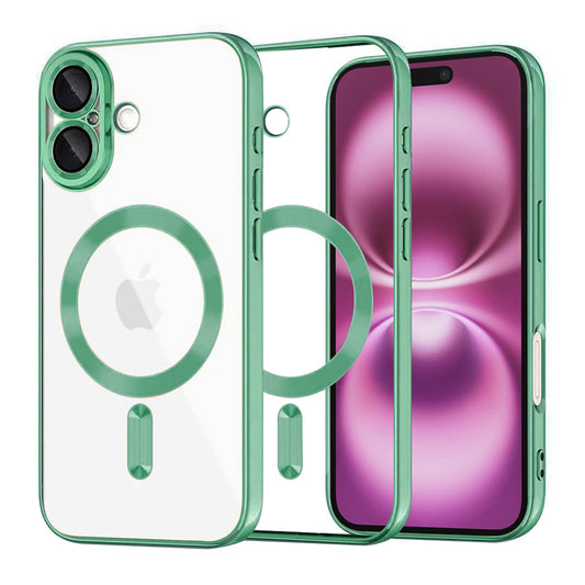 Capa MagSafe para Apple iPhone 16 Plus, Techsuit, Luxury Crystal, Verde Claro