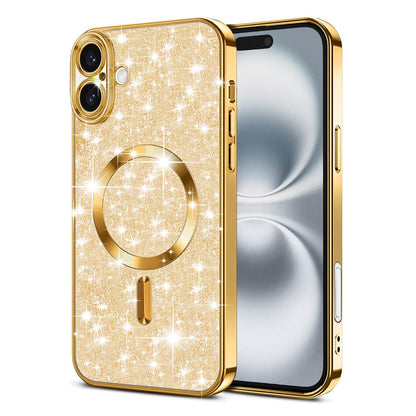 Capa MagSafe para Apple iPhone 16 Plus, Techsuit, Luxury Glitter, Dourada