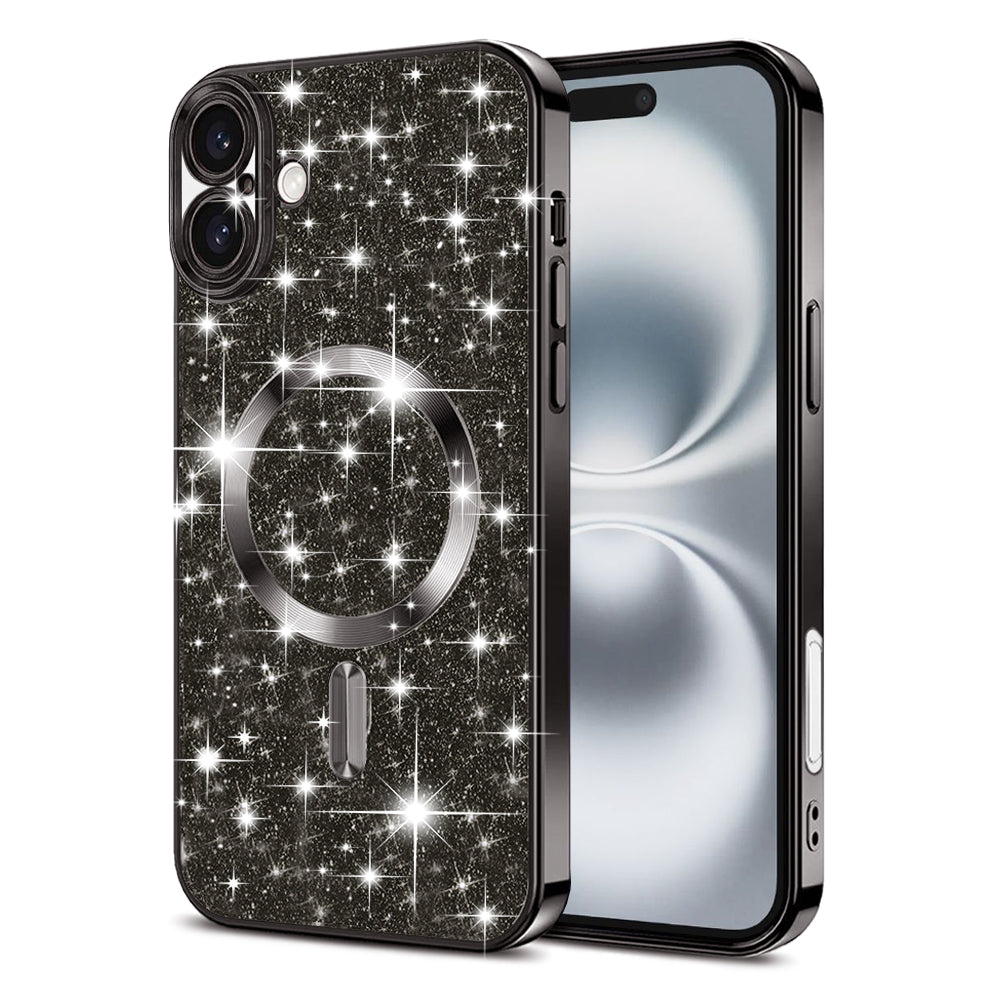 Capa MagSafe para Apple iPhone 16 Plus, Techsuit, Luxury Glitter, Preta