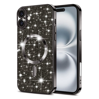 Capa MagSafe para Apple iPhone 16 Plus, Techsuit, Luxury Glitter, Preta