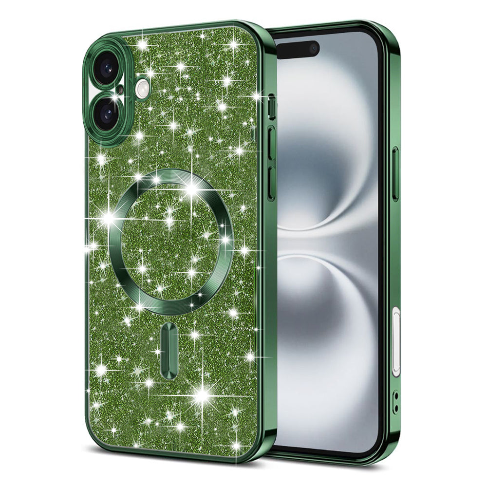 Capa MagSafe para Apple iPhone 16 Plus, Techsuit, Luxury Glitter, Verde Escuro