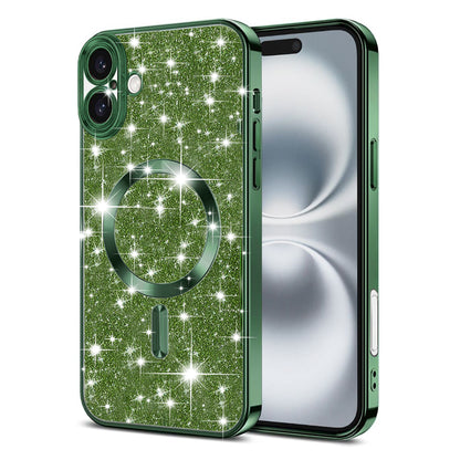 Capa MagSafe para Apple iPhone 16 Plus, Techsuit, Luxury Glitter, Verde Escuro
