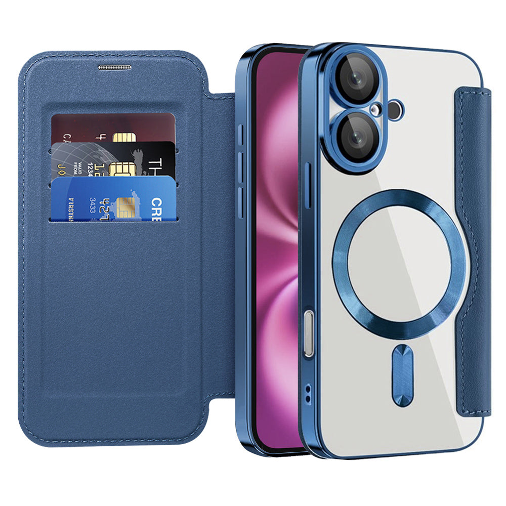 Capa MagSafe para Apple iPhone 16 Plus, Techsuit, SmartMag Book, Azul