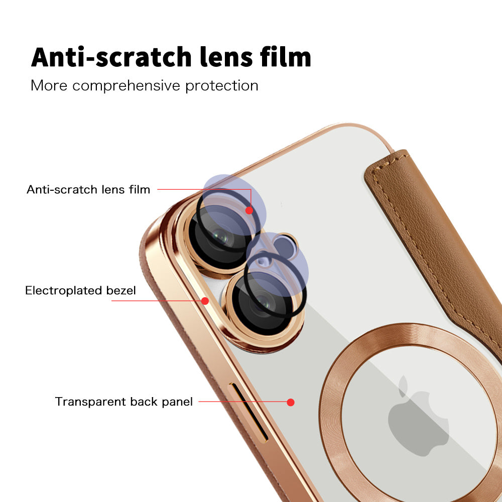 Capa MagSafe para Apple iPhone 16 Plus, Techsuit, SmartMag Book, Castanha