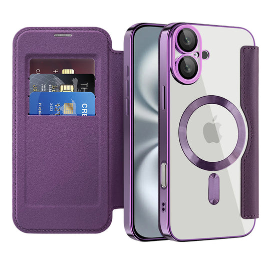 Capa MagSafe para Apple iPhone 16 Plus, Techsuit, SmartMag Book, Roxo