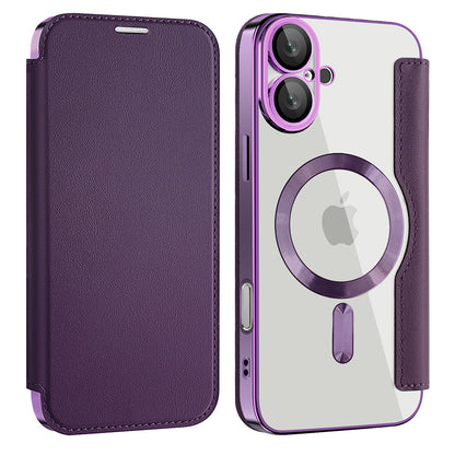 Capa MagSafe para Apple iPhone 16 Plus, Techsuit, SmartMag Book, Roxo