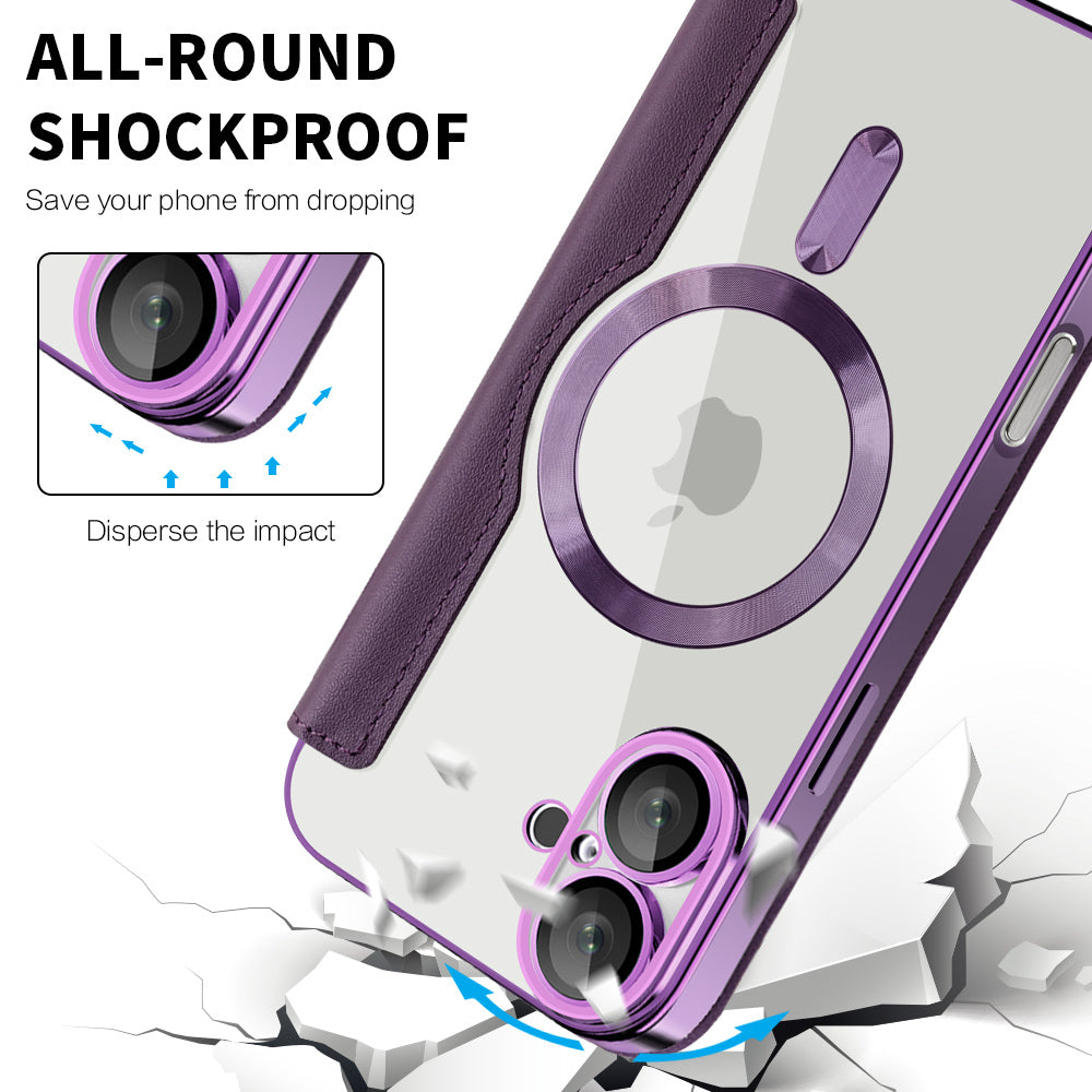 Capa MagSafe para Apple iPhone 16 Plus, Techsuit, SmartMag Book, Roxo