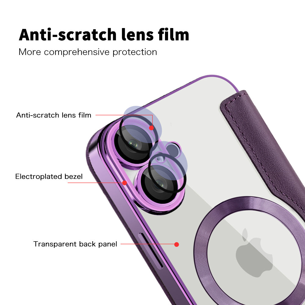 Capa MagSafe para Apple iPhone 16 Plus, Techsuit, SmartMag Book, Roxo