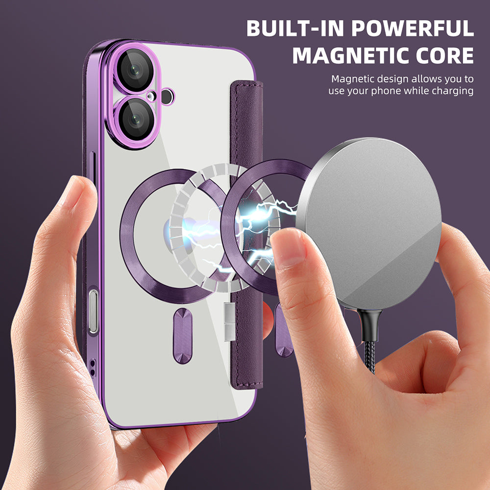 Capa MagSafe para Apple iPhone 16 Plus, Techsuit, SmartMag Book, Roxo