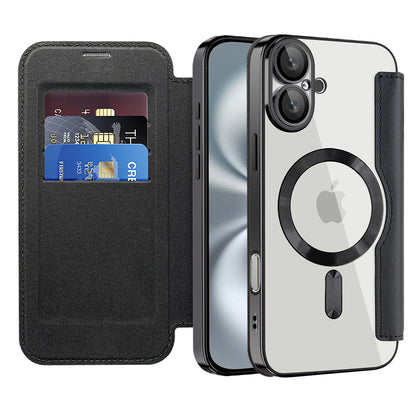 Capa MagSafe para Apple iPhone 16 Plus, Techsuit, SmartMag Book, Preta