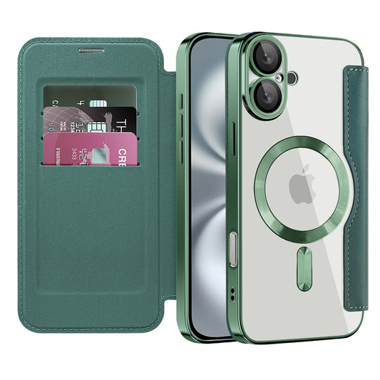 Capa MagSafe para Apple iPhone 16 Plus, Techsuit, SmartMag Book, Verde