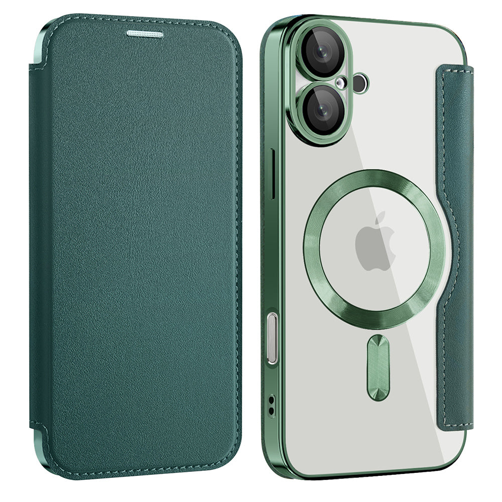 Capa MagSafe para Apple iPhone 16 Plus, Techsuit, SmartMag Book, Verde