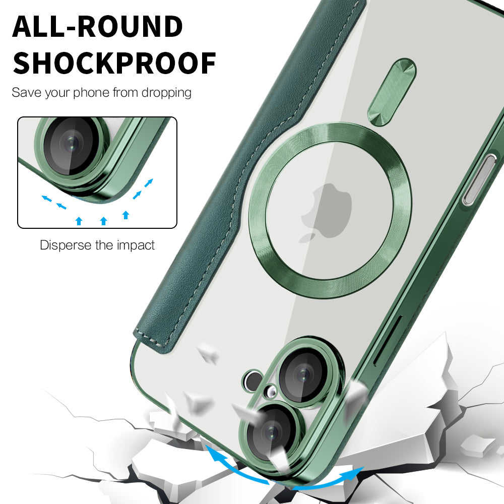 Capa MagSafe para Apple iPhone 16 Plus, Techsuit, SmartMag Book, Verde