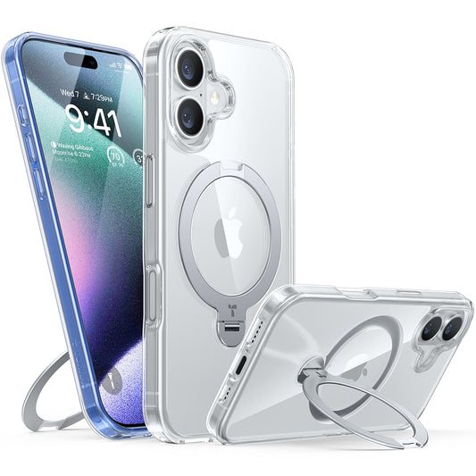 Capa MagSafe para Apple iPhone 16 Plus, Torras, Ostand Spin, Transparente