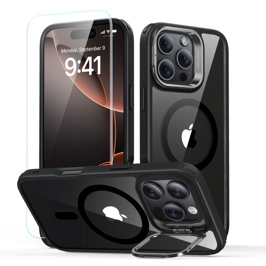 Capa MagSafe para Apple iPhone 16 Pro, ESR, Classic Hybrid Kickstand com Protetor de Tela, Preta Transparente