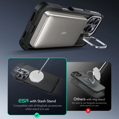 Capa MagSafe para Apple iPhone 16 Pro, ESR, Cyber Armor Kickstand, Preta