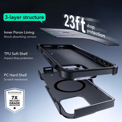 Capa MagSafe para Apple iPhone 16 Pro, ESR, Cyber Armor Kickstand, Preta