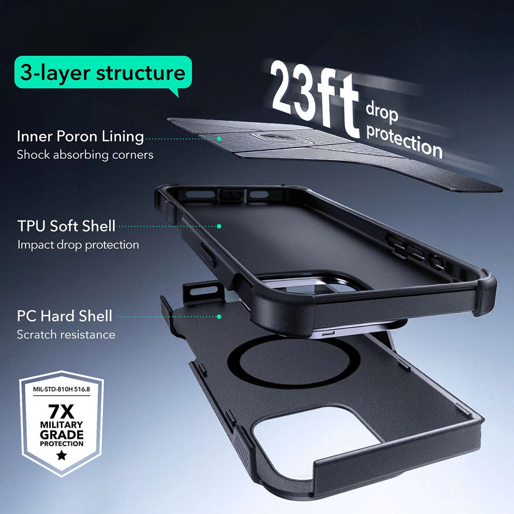 Capa MagSafe para Apple iPhone 16 Pro, ESR, Cyber Armor Kickstand, Verde