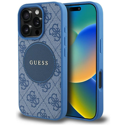 Capa MagSafe para Apple iPhone 16 Pro, Guess, 4G Circle Classic Logo, Azul