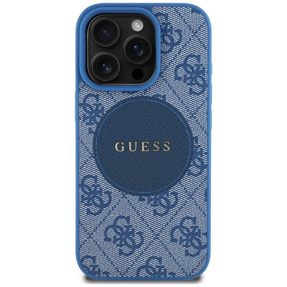Capa MagSafe para Apple iPhone 16 Pro, Guess, 4G Circle Classic Logo, Azul