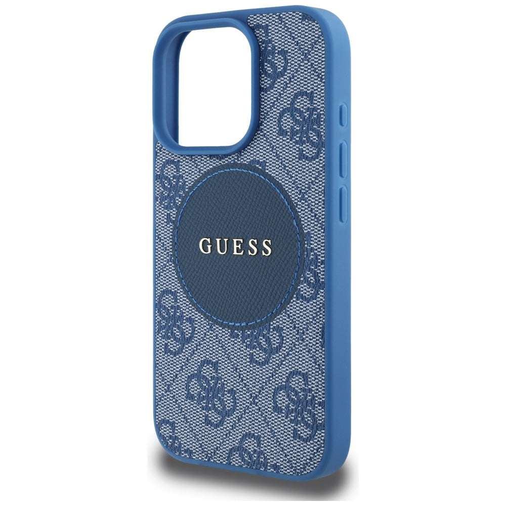 Capa MagSafe para Apple iPhone 16 Pro, Guess, 4G Circle Classic Logo, Azul