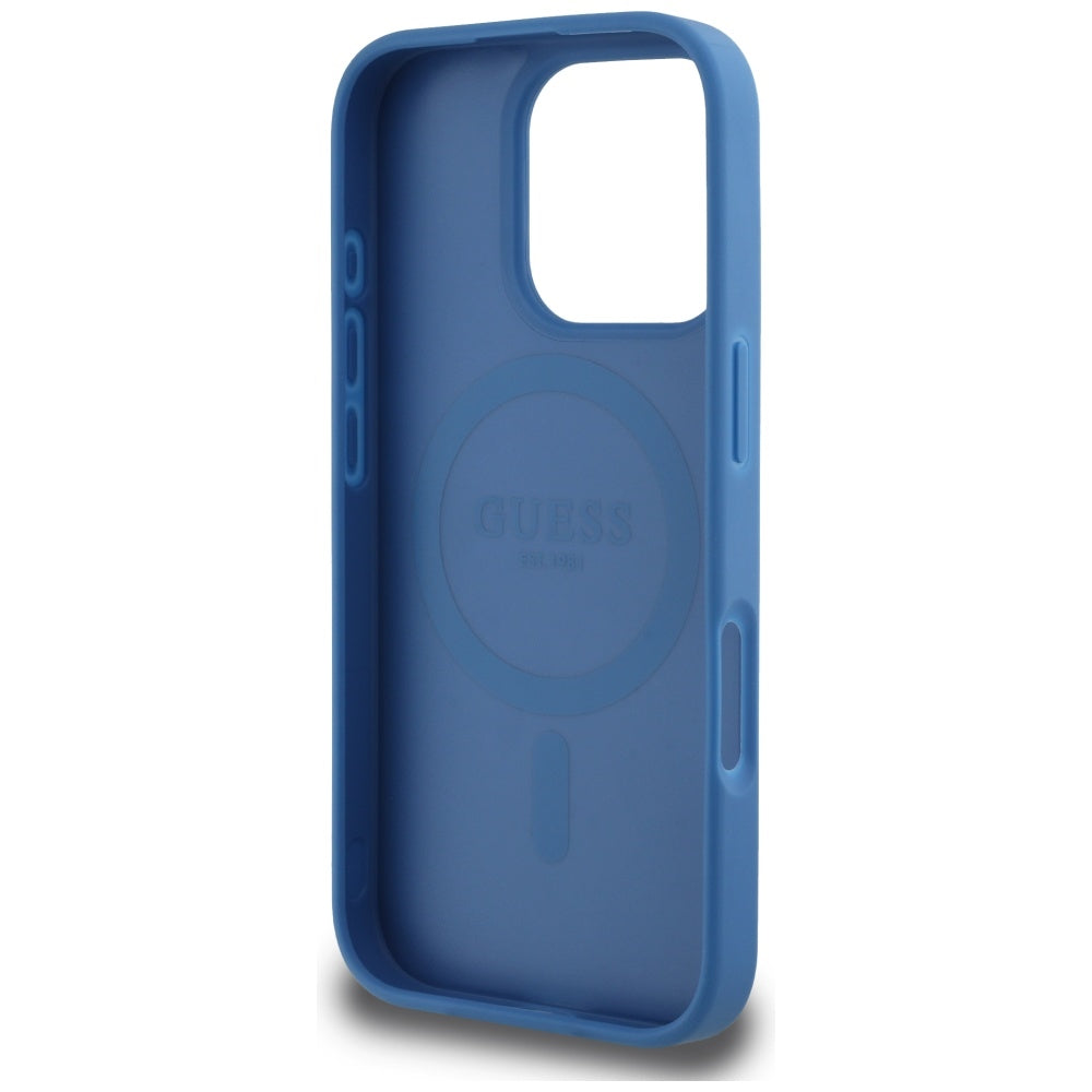Capa MagSafe para Apple iPhone 16 Pro, Guess, 4G Circle Classic Logo, Azul