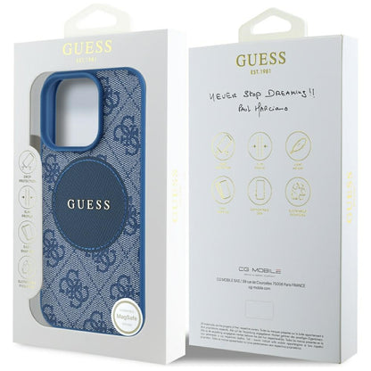 Capa MagSafe para Apple iPhone 16 Pro, Guess, 4G Circle Classic Logo, Azul