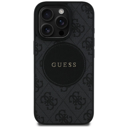Capa MagSafe para Apple iPhone 16 Pro, Guess, 4G Circle Classic Logo, Preta