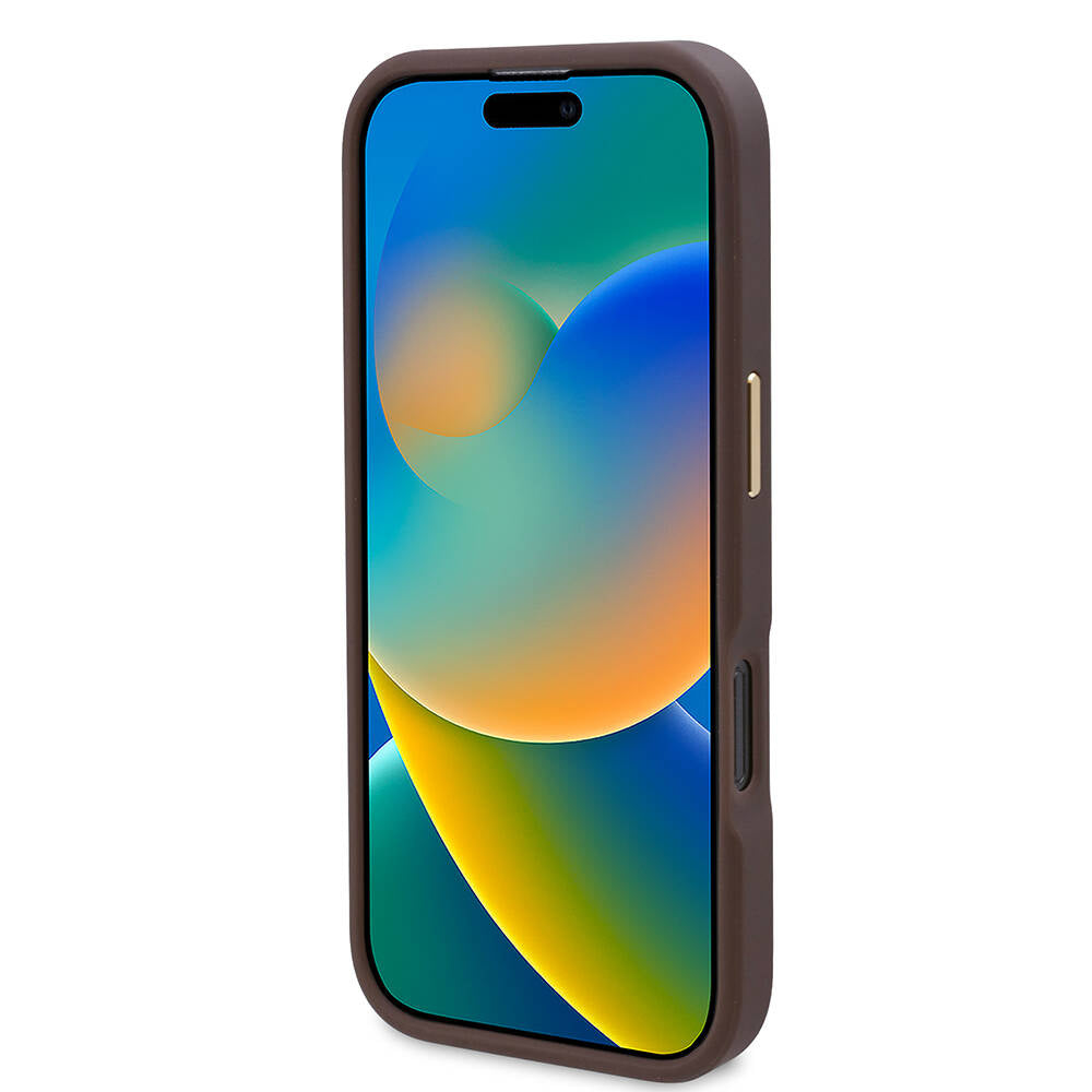 Capa MagSafe para Apple iPhone 16 Pro, Guess, 4G Logo Plate, Castanho