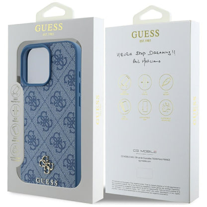 Capa MagSafe para Apple iPhone 16 Pro, Guess, 4G Small and Classic Logo, Azul