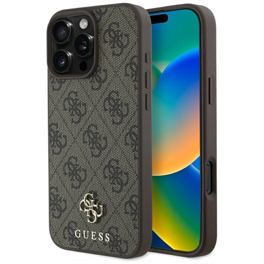 Capa MagSafe para Apple iPhone 16 Pro, Guess, 4G Small and Classic Logo, Castanho