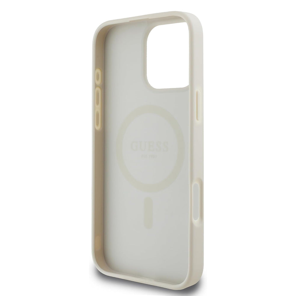 Capa MagSafe para Apple iPhone 16 Pro, Guess, Grained Gold Ring, Bege