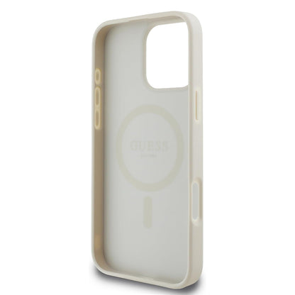 Capa MagSafe para Apple iPhone 16 Pro, Guess, Grained Gold Ring, Bege